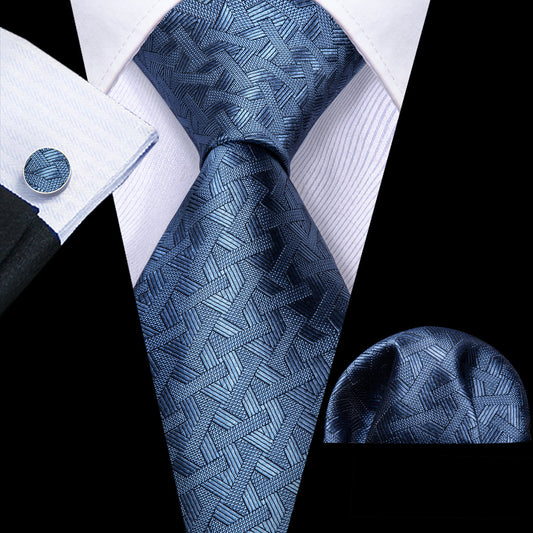 Acid Blue Solid Tie, Pocket Square and Cufflinks Set tie sets    - Sophisticated Gentlemen