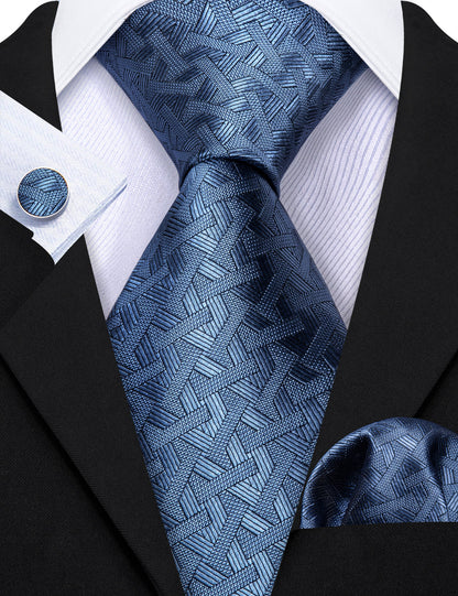 Acid Blue Solid Tie, Pocket Square and Cufflinks Set tie sets    - Sophisticated Gentlemen