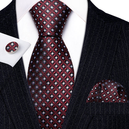 Red White Striped Silk Tie, Pocket Square and Cufflinks Set tie sets    - Sophisticated Gentlemen