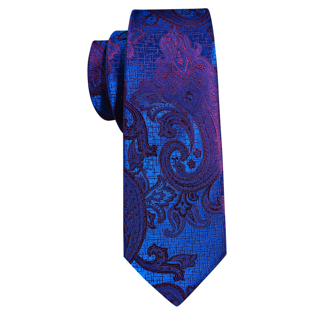 Blue Purple Paisley Silk Tie, Pocket Square and Cufflinks Set tie sets    - Sophisticated Gentlemen
