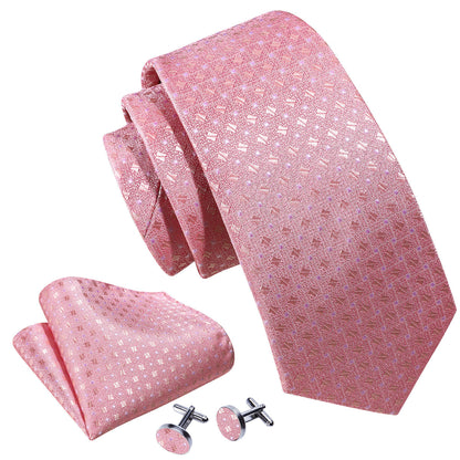 Pink Novelty Silk Tie, Pocket Square and Cufflinks Set tie sets    - Sophisticated Gentlemen
