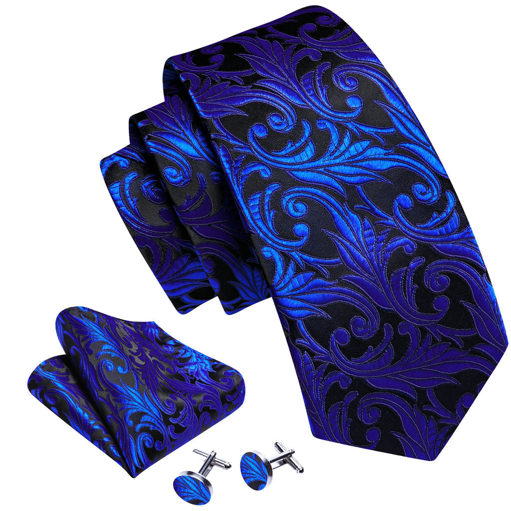 Cobalt Blue Paisley Tie, Pocket Square and Cufflinks Set tie sets    - Sophisticated Gentlemen