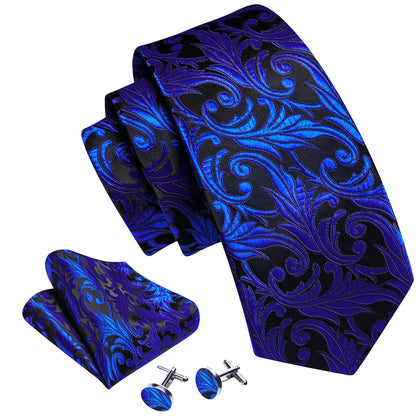 Cobalt Blue Paisley Tie, Pocket Square and Cufflinks Set tie sets    - Sophisticated Gentlemen