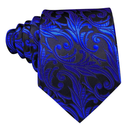 Cobalt Blue Paisley Tie, Pocket Square and Cufflinks Set tie sets    - Sophisticated Gentlemen