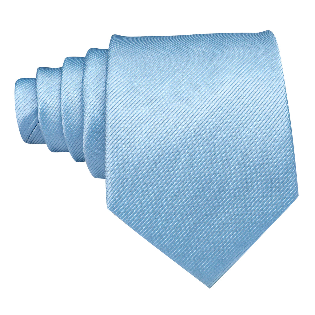 Pale Blue Solid Silk Tie, Pocket Square and Cufflinks Set tie sets    - Sophisticated Gentlemen