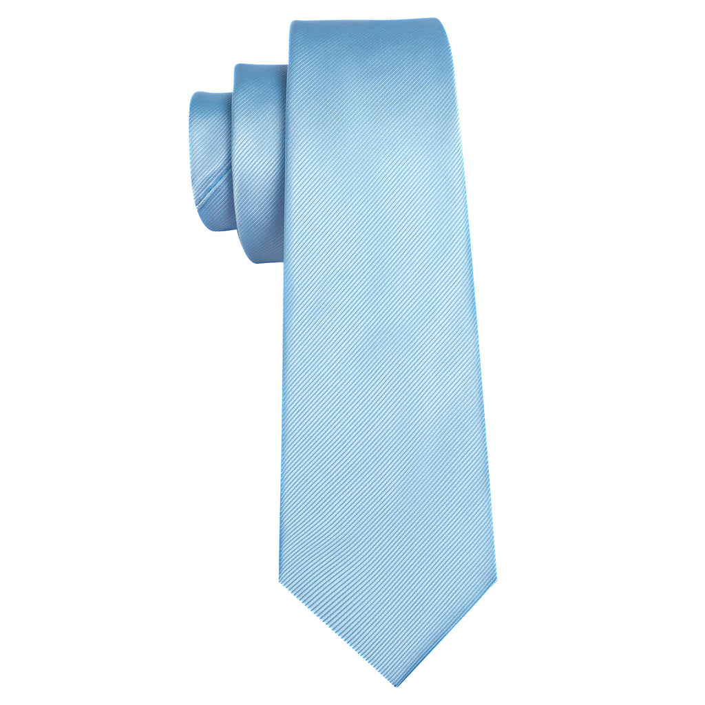Pale Blue Solid Silk Tie, Pocket Square and Cufflinks Set tie sets    - Sophisticated Gentlemen