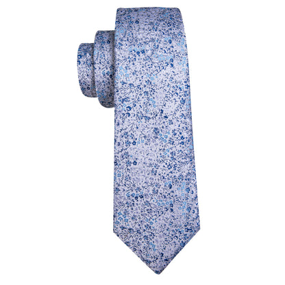 Light Blue Floral Silk Tie, Pocket Square and Cufflinks Set tie sets    - Sophisticated Gentlemen