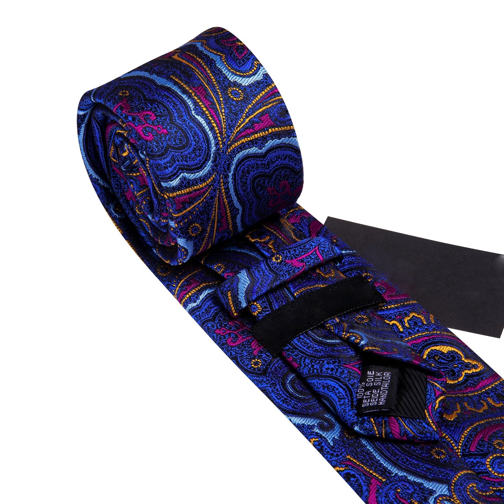 Blue, Orange and Pink Paisley Silk Tie, Pocket Square and Cufflinks tie sets    - Sophisticated Gentlemen