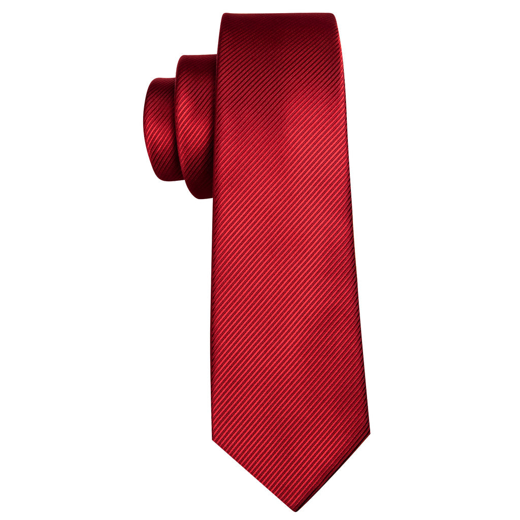Red Solid Silk Tie, Pocket Square and Cufflinks Set tie sets    - Sophisticated Gentlemen