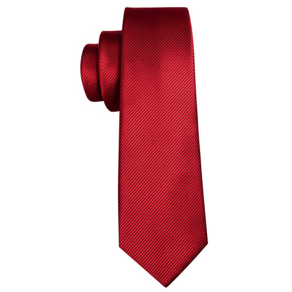 Red Solid Silk Tie, Pocket Square and Cufflinks Set tie sets    - Sophisticated Gentlemen