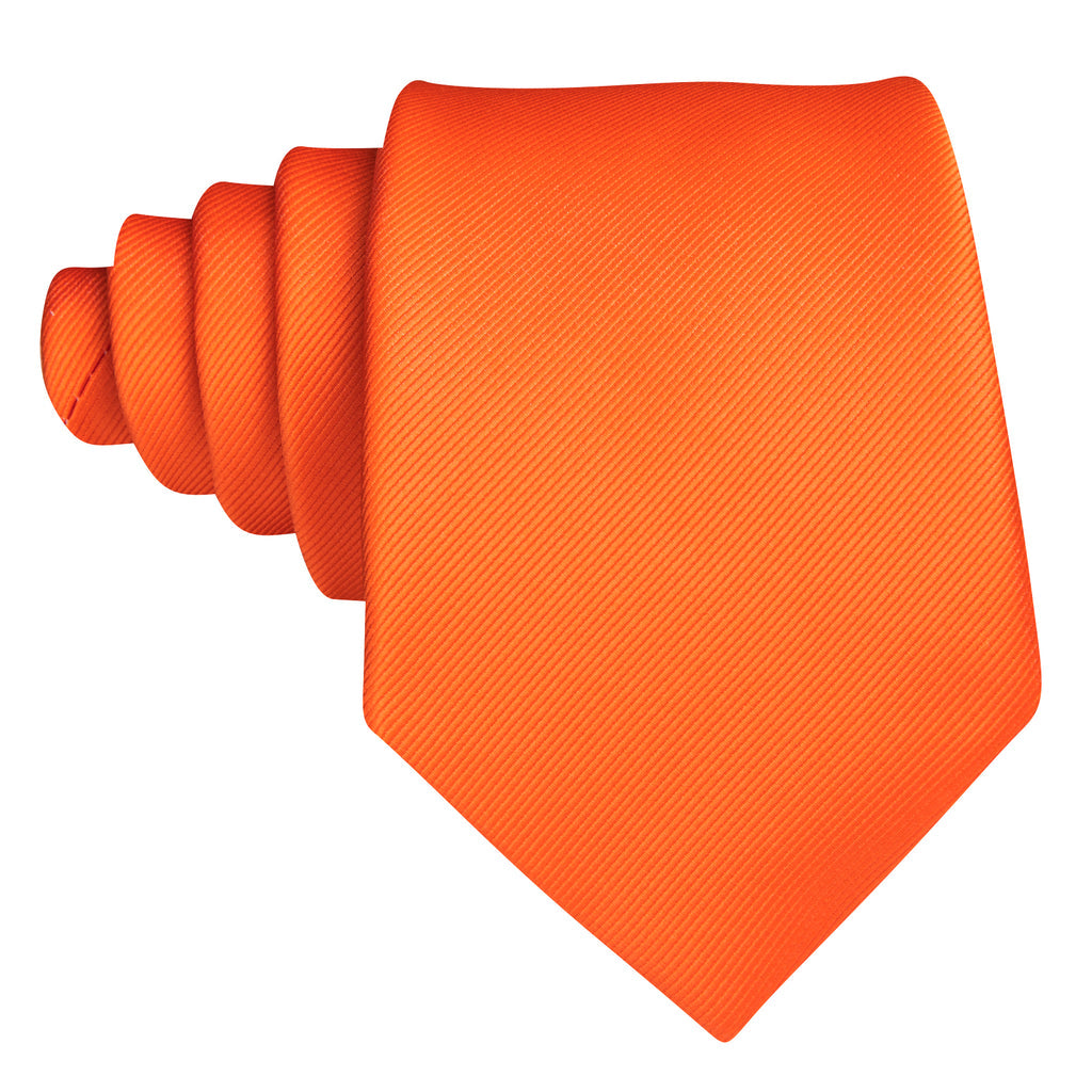 Orange Woven Solid Silk Tie, Pocket Square and Cufflinks Set tie sets    - Sophisticated Gentlemen