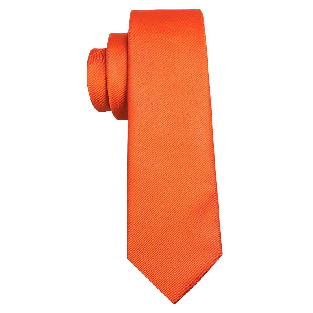 Orange Woven Solid Silk Tie, Pocket Square and Cufflinks Set tie sets    - Sophisticated Gentlemen