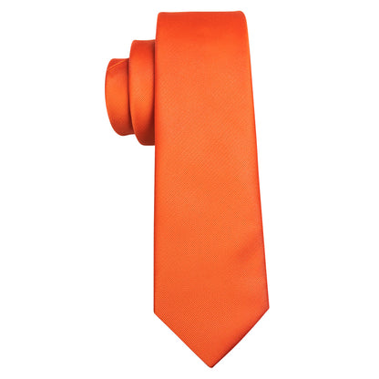 Orange Woven Solid Silk Tie, Pocket Square and Cufflinks Set tie sets    - Sophisticated Gentlemen