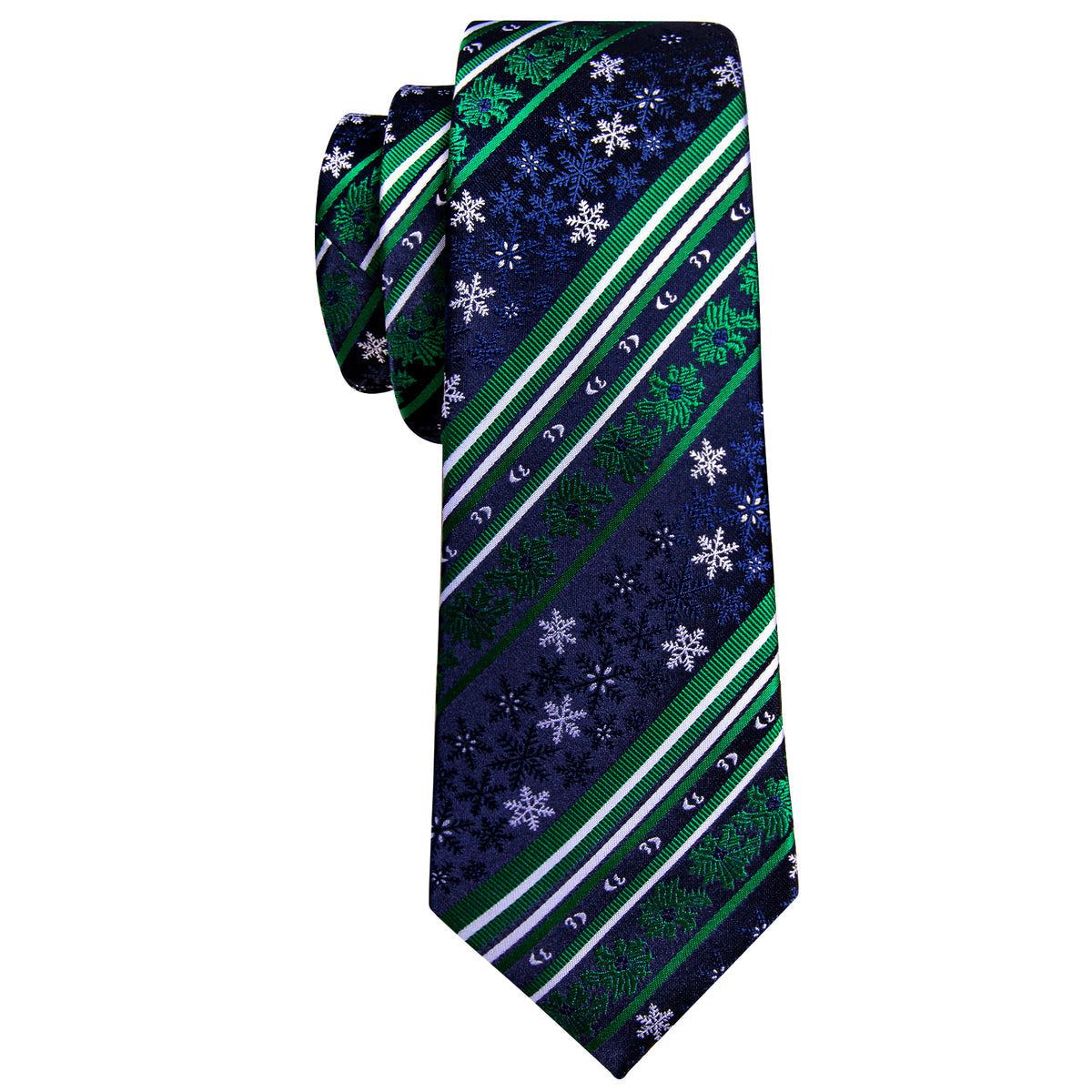 Blue Green Christmas Snowflake Silk Tie, Pocket Square and Cufflinks Set tie sets    - Sophisticated Gentlemen