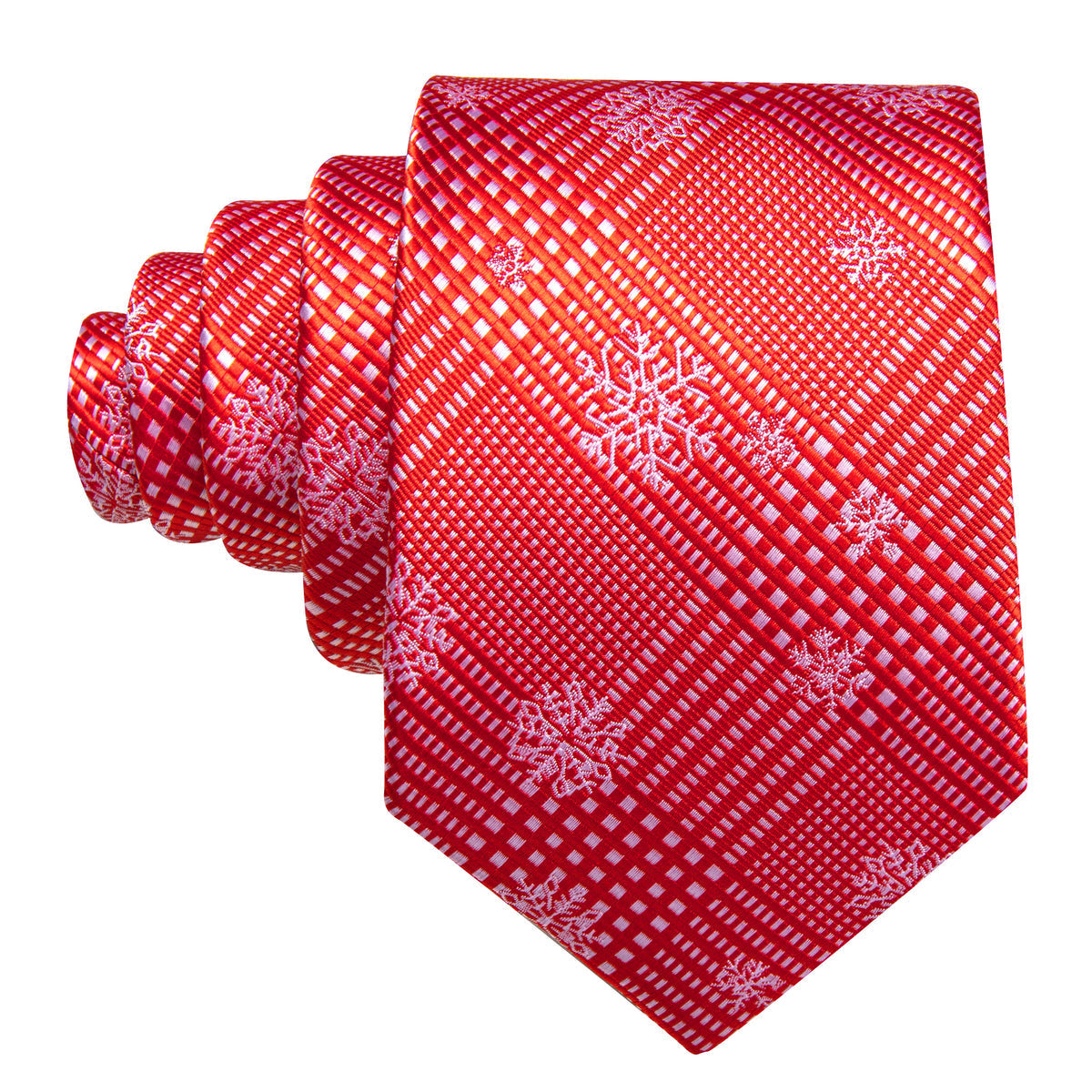 Red White Striped Christmas Snowflake Silk Tie, Pocket Square and Cufflinks Set tie sets    - Sophisticated Gentlemen