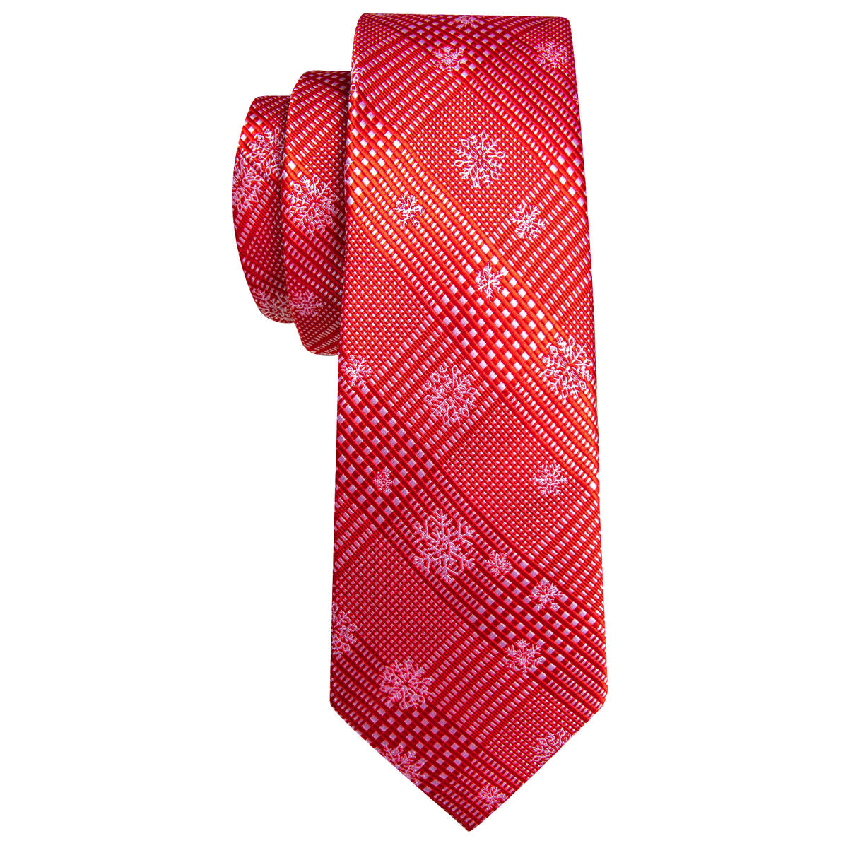 Red White Striped Christmas Snowflake Silk Tie, Pocket Square and Cufflinks Set tie sets    - Sophisticated Gentlemen