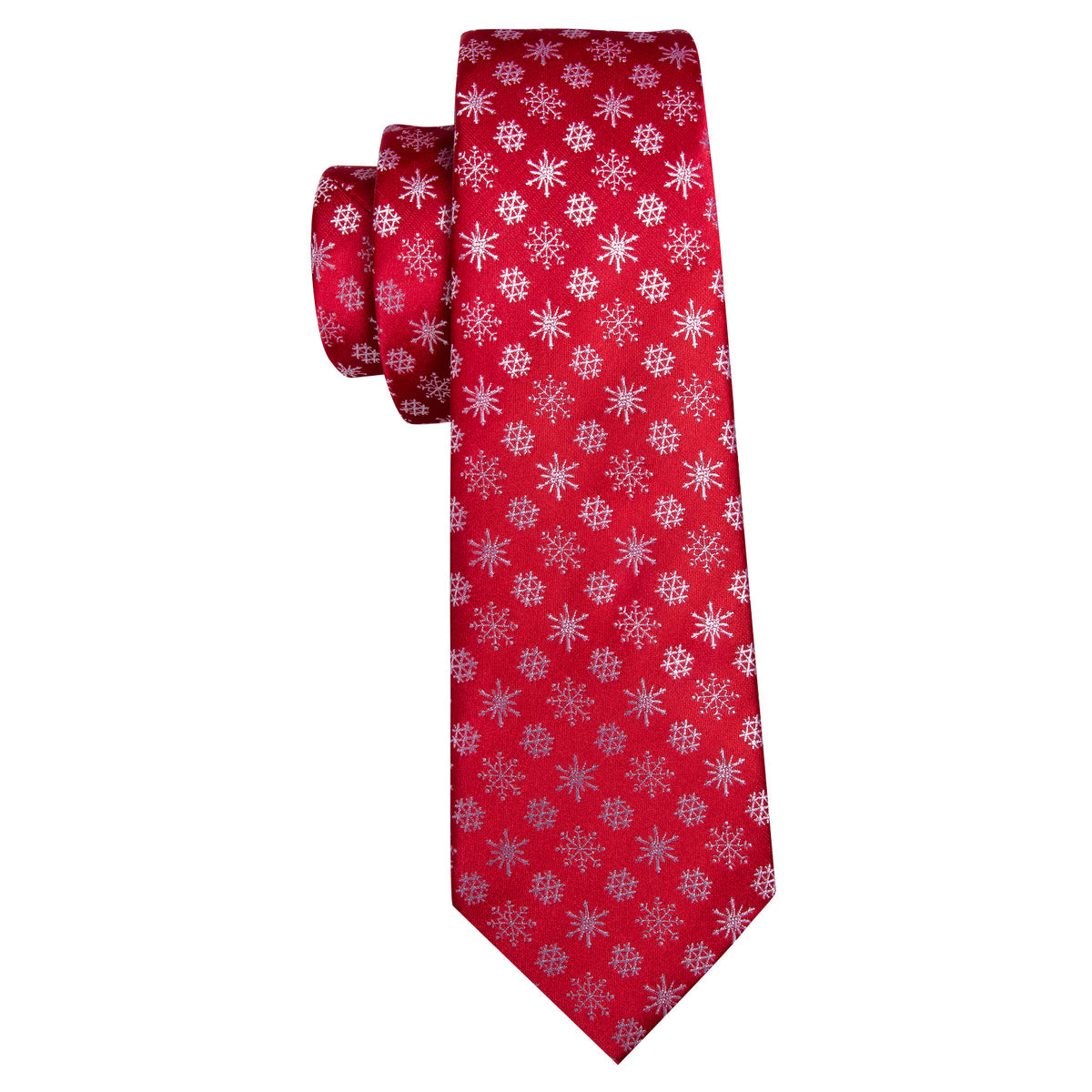 Red White Christmas Snowflake Tie, Pocket Square and Cufflinks Set tie sets    - Sophisticated Gentlemen