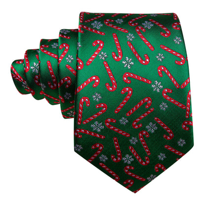 Green Red Christmas Crutch Tie, Pocket Square and Cufflinks Set tie sets    - Sophisticated Gentlemen