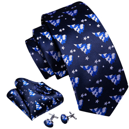 Blue White Jacquard Pattern Tie, Pocket Square and Cufflinks Set tie sets    - Sophisticated Gentlemen