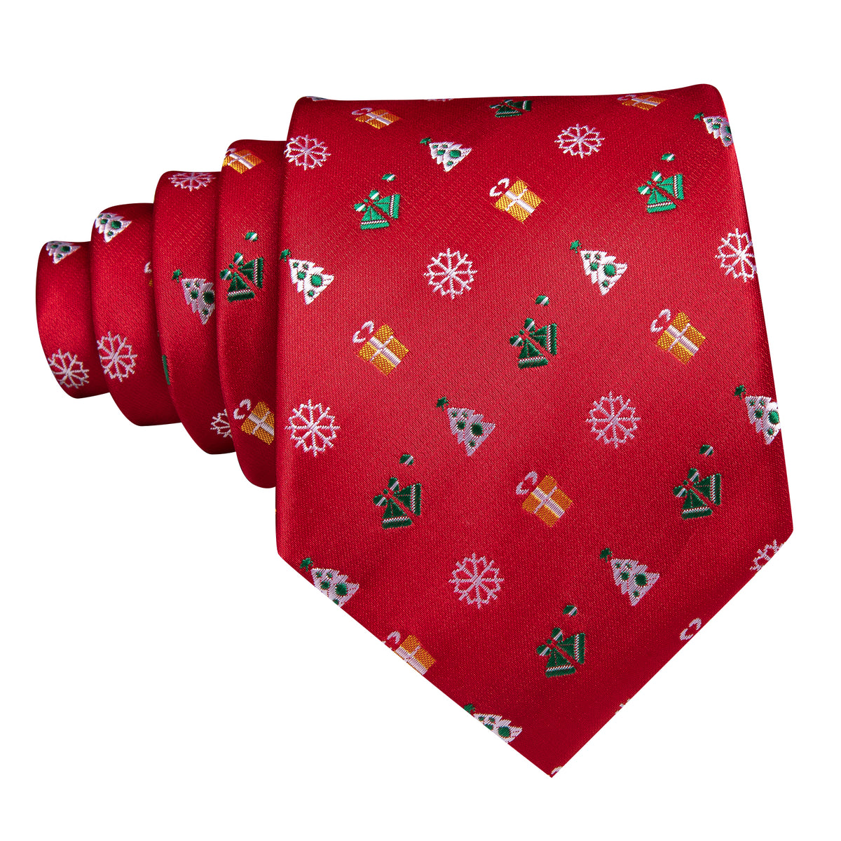 Red Christmas Pattern Tie, Pocket Square and Cufflinks Set tie sets    - Sophisticated Gentlemen