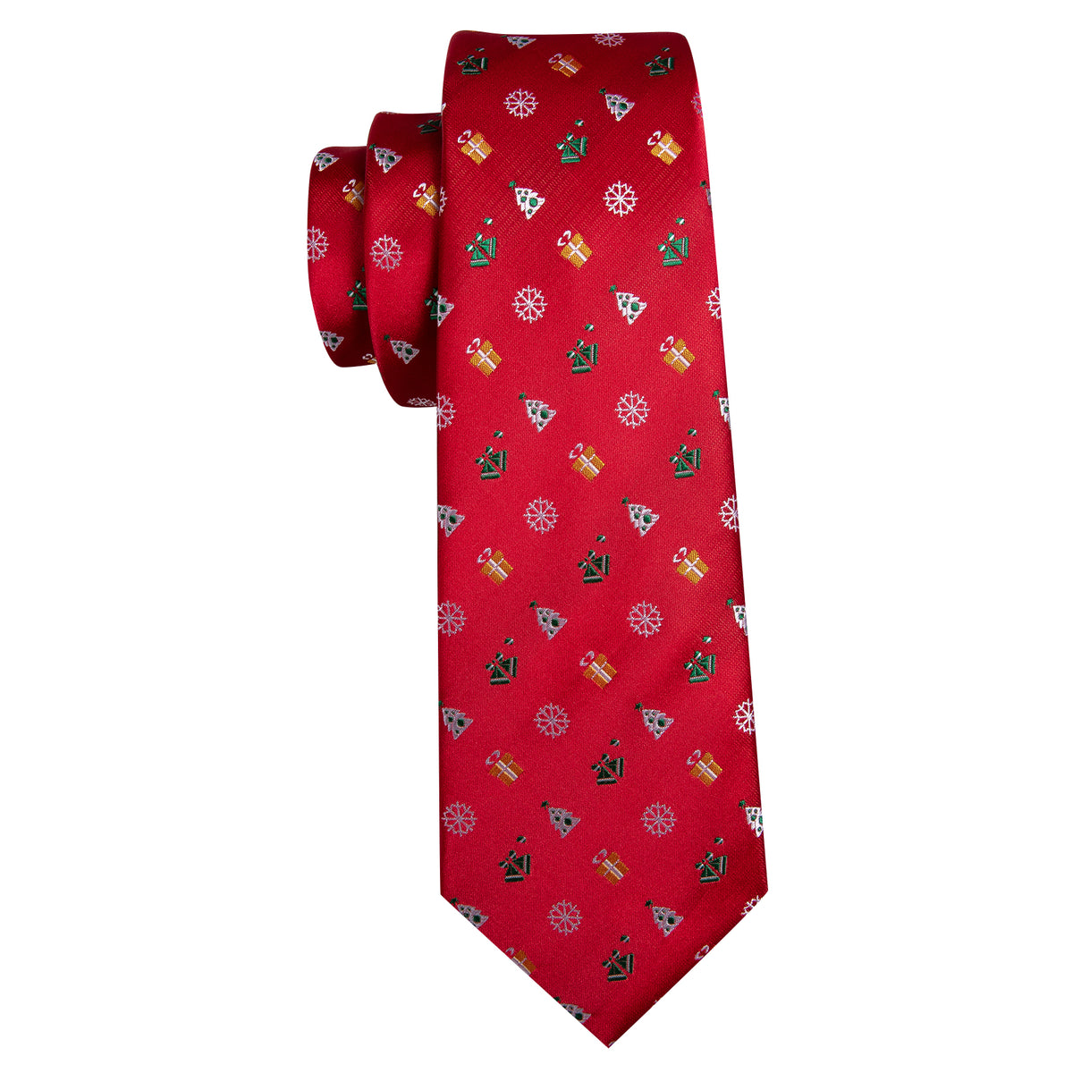 Red Christmas Pattern Tie, Pocket Square and Cufflinks Set tie sets    - Sophisticated Gentlemen