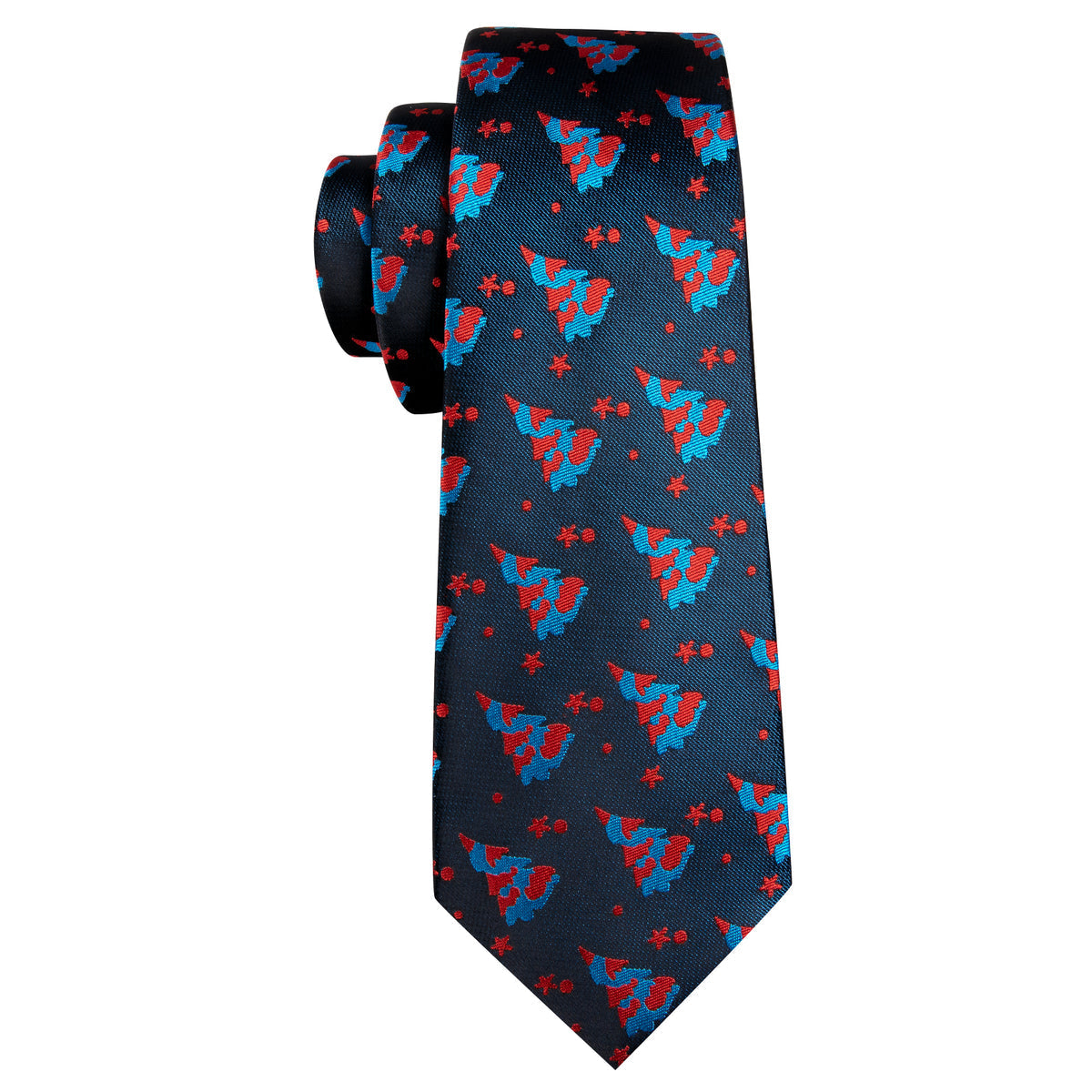 Black Blue Christmas Jacquard Tie, Pocket Square and Cufflinks Set tie sets    - Sophisticated Gentlemen