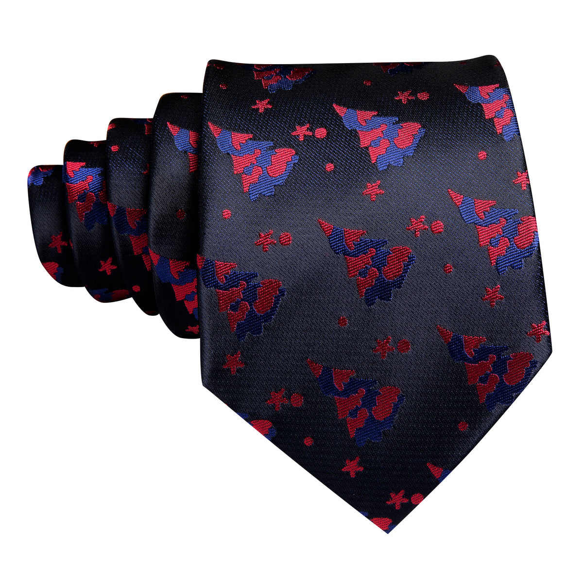 Black Red Christmas Jacquard Tie, Pocket Square and Cufflinks Set tie sets    - Sophisticated Gentlemen
