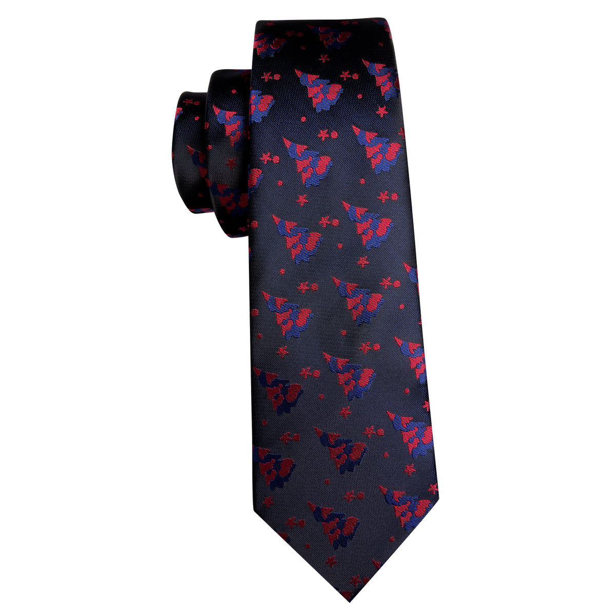 Black Red Christmas Jacquard Tie, Pocket Square and Cufflinks Set tie sets    - Sophisticated Gentlemen
