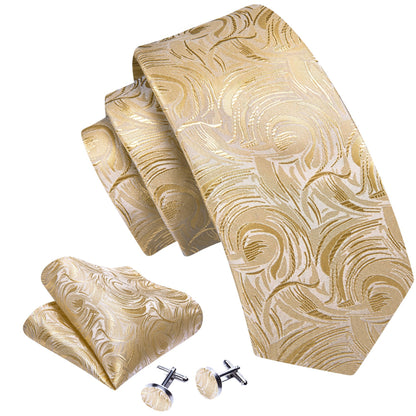 Champagne and Gold Abstract Silk Tie Set tie sets    - Sophisticated Gentlemen