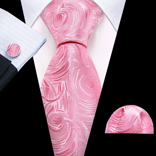 Pink Paisley Silk Tie, Pocket Square and Cufflinks Set tie sets    - Sophisticated Gentlemen