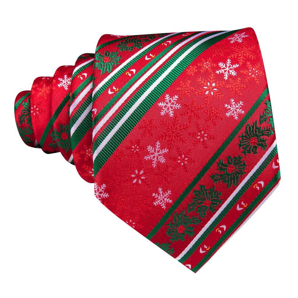 Red Christmas Snowflake Pattern Tie, Pocket Square and Cufflinks Set tie sets    - Sophisticated Gentlemen