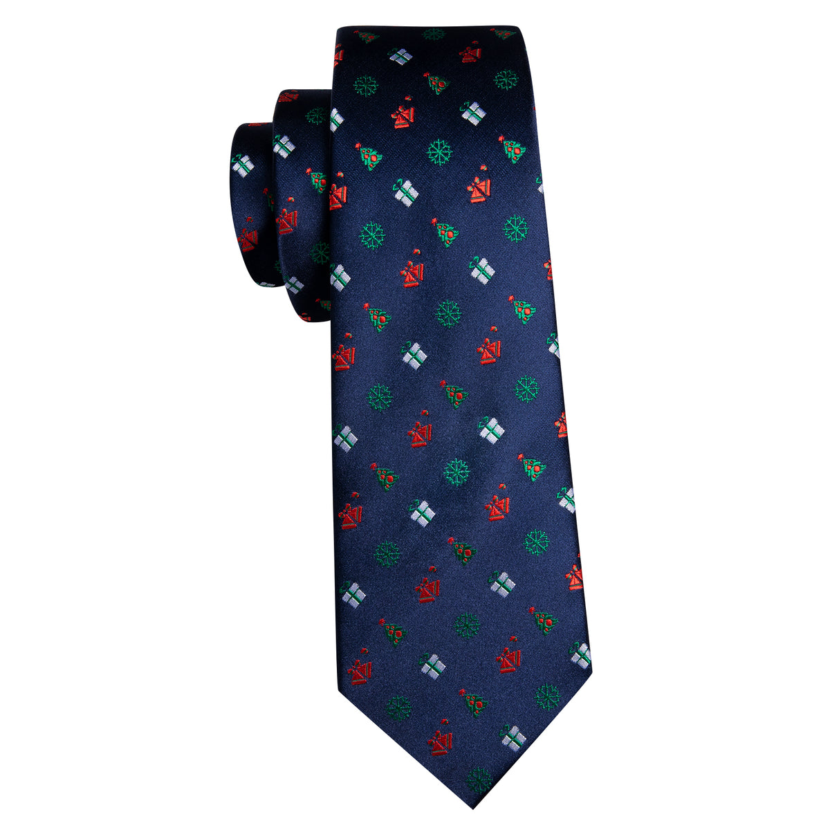 Blue Red Christmas Pattern Tie, Pocket Square and Cufflinks Set tie sets    - Sophisticated Gentlemen