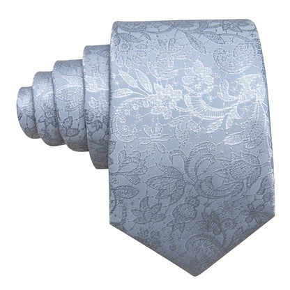 Mist Blue Paisley Silk Tie, Pocket Square and Cufflinks Set tie sets    - Sophisticated Gentlemen
