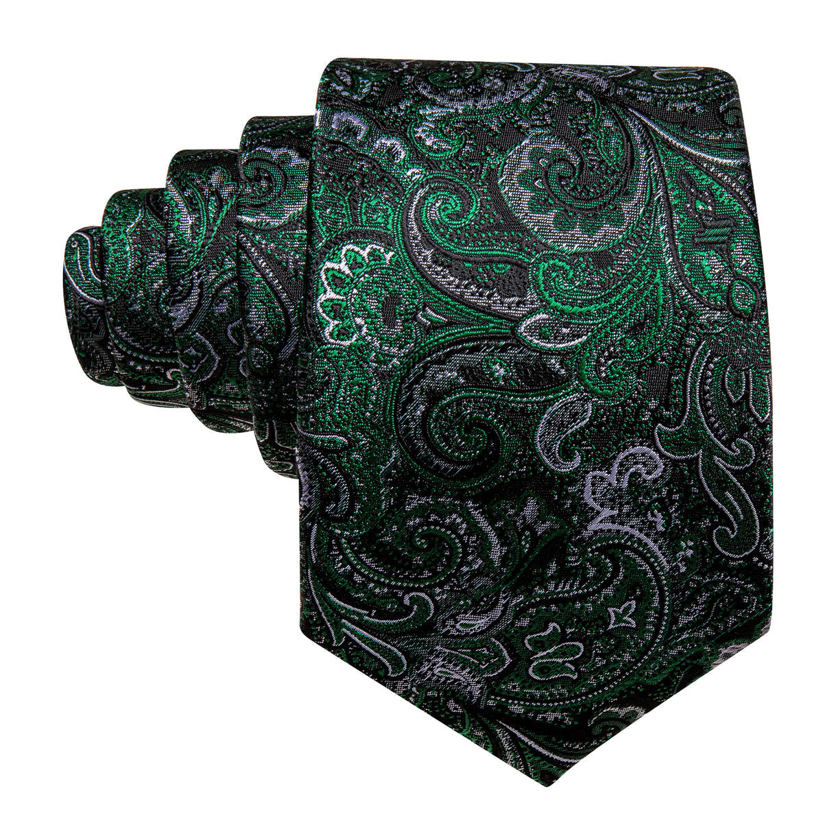 Black Forest Green Paisley Tie, Pocket Square and Cufflinks Set tie sets    - Sophisticated Gentlemen