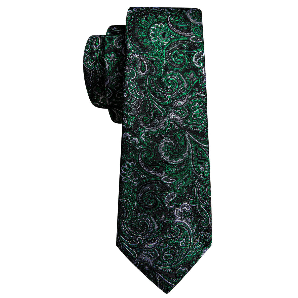 Black Forest Green Paisley Tie, Pocket Square and Cufflinks Set tie sets    - Sophisticated Gentlemen
