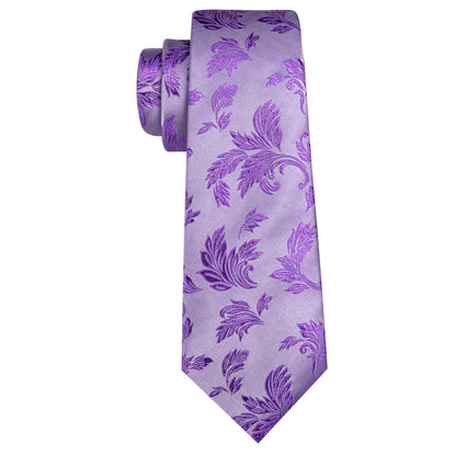Purple Floral Silk Tie, Pocket Square and Cufflinks Set tie sets    - Sophisticated Gentlemen