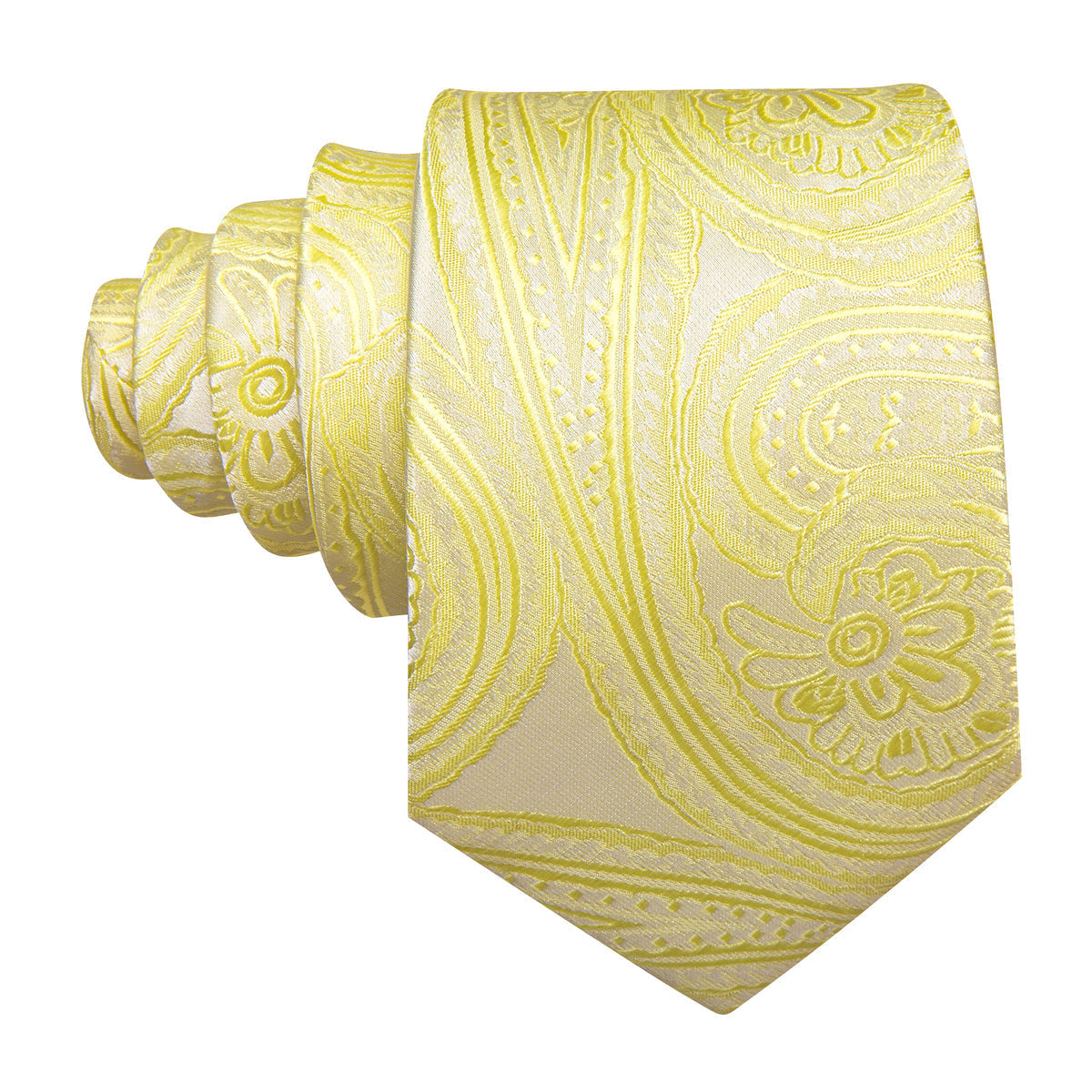 Yellow Paisley Silk Tie, Pocket Square and Cufflinks Set tie sets    - Sophisticated Gentlemen
