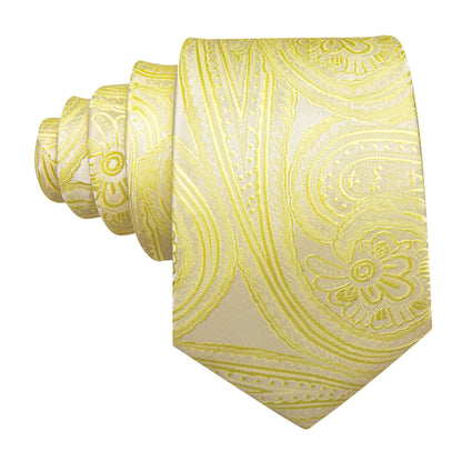 Yellow Paisley Silk Tie, Pocket Square and Cufflinks Set tie sets    - Sophisticated Gentlemen
