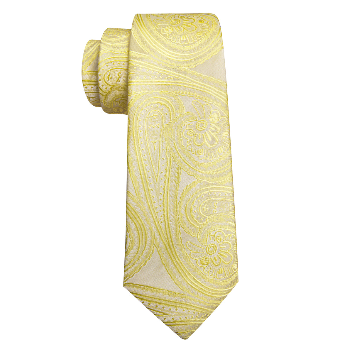 Yellow Paisley Silk Tie, Pocket Square and Cufflinks Set tie sets    - Sophisticated Gentlemen