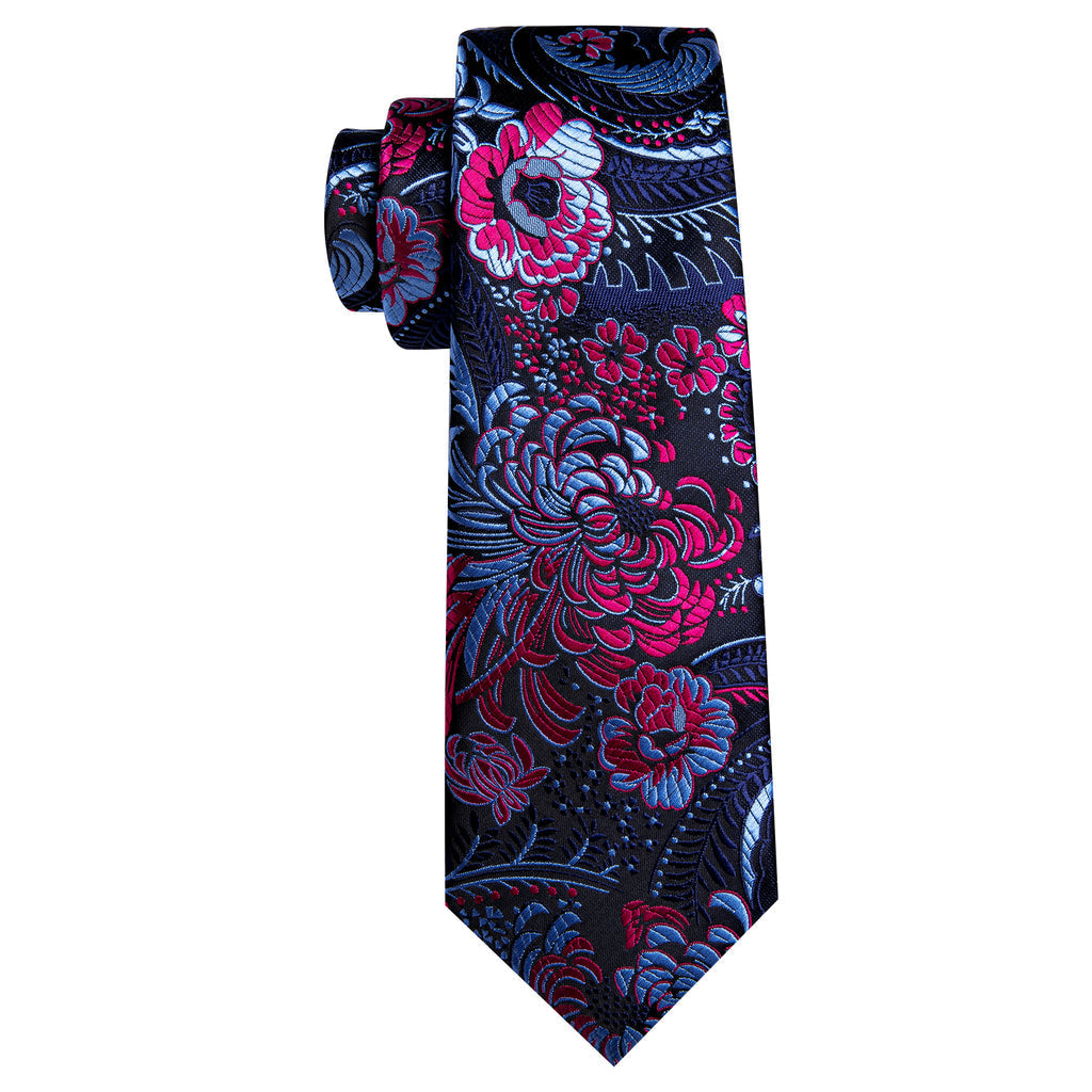 Blue Red Paisley Silk Tie, Pocket Square and Cufflinks Set tie sets    - Sophisticated Gentlemen