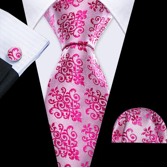 Pink Violet Silk Tie, Pocket Square and Cufflinks Set tie sets    - Sophisticated Gentlemen