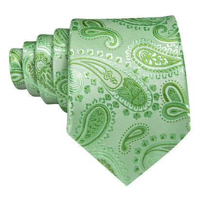 Turquoise Green Paisley Silk Tie, Pocket Square and Cufflinks Set tie sets    - Sophisticated Gentlemen