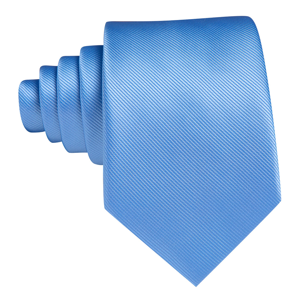 Sky Blue Solid Silk Tie, Pocket Square and Cufflinks Set tie sets    - Sophisticated Gentlemen