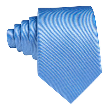Sky Blue Solid Silk Tie, Pocket Square and Cufflinks Set tie sets    - Sophisticated Gentlemen
