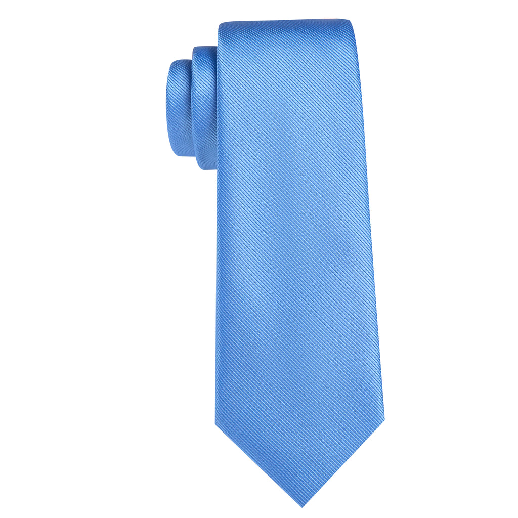 Sky Blue Solid Silk Tie, Pocket Square and Cufflinks Set tie sets    - Sophisticated Gentlemen