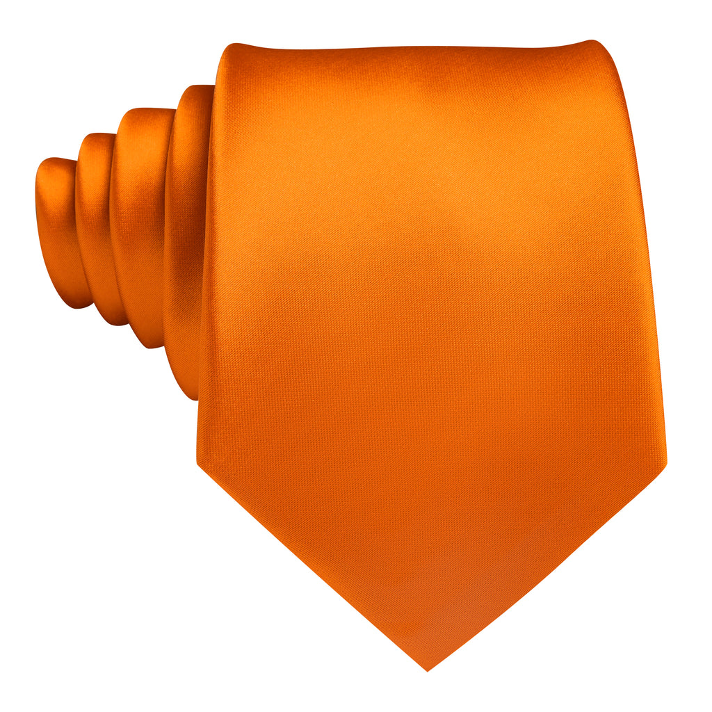 Orange Solid Silk Tie, Pocket Square and Cufflinks Set tie sets    - Sophisticated Gentlemen