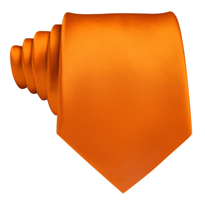 Orange Solid Silk Tie, Pocket Square and Cufflinks Set tie sets    - Sophisticated Gentlemen