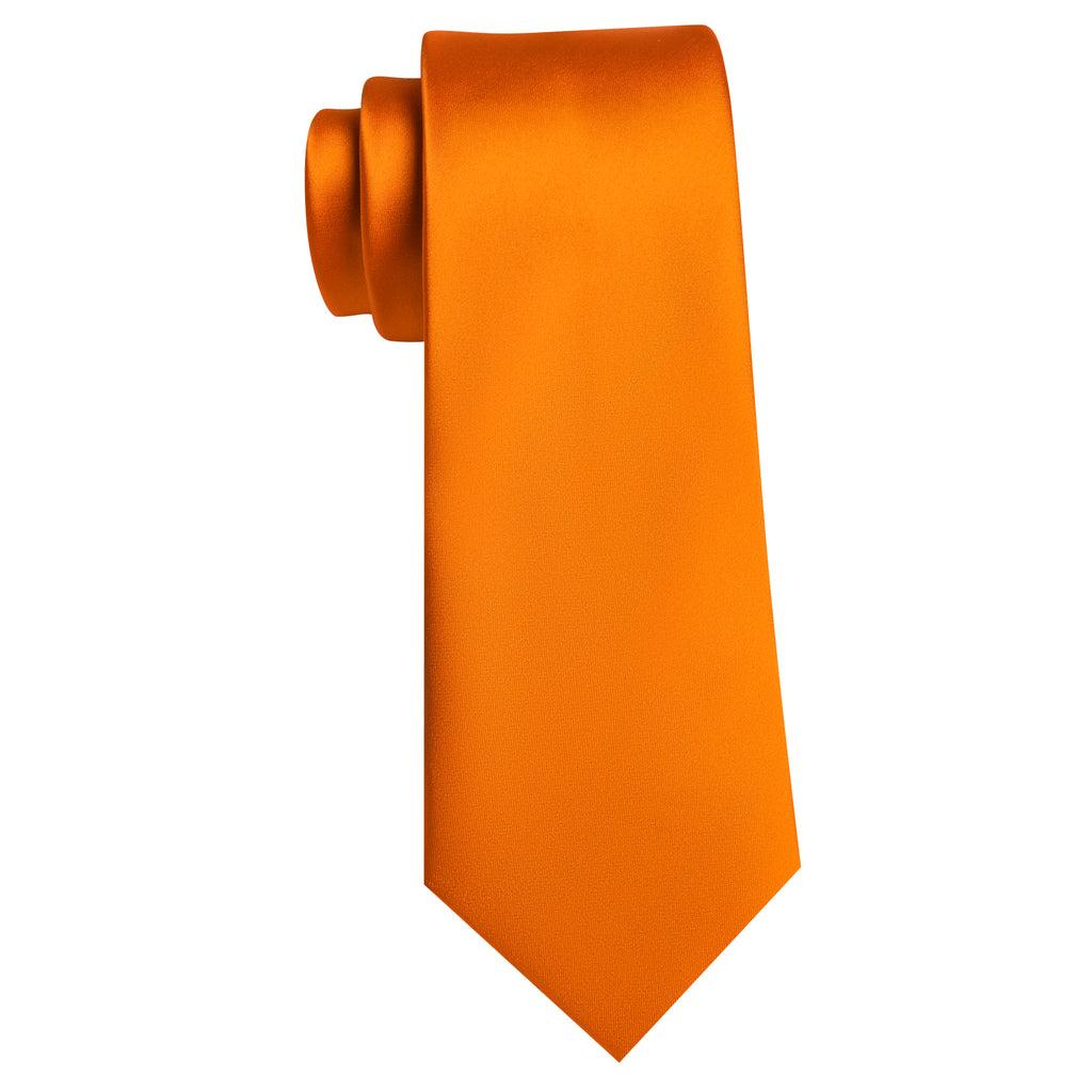 Orange Solid Silk Tie, Pocket Square and Cufflinks Set tie sets    - Sophisticated Gentlemen