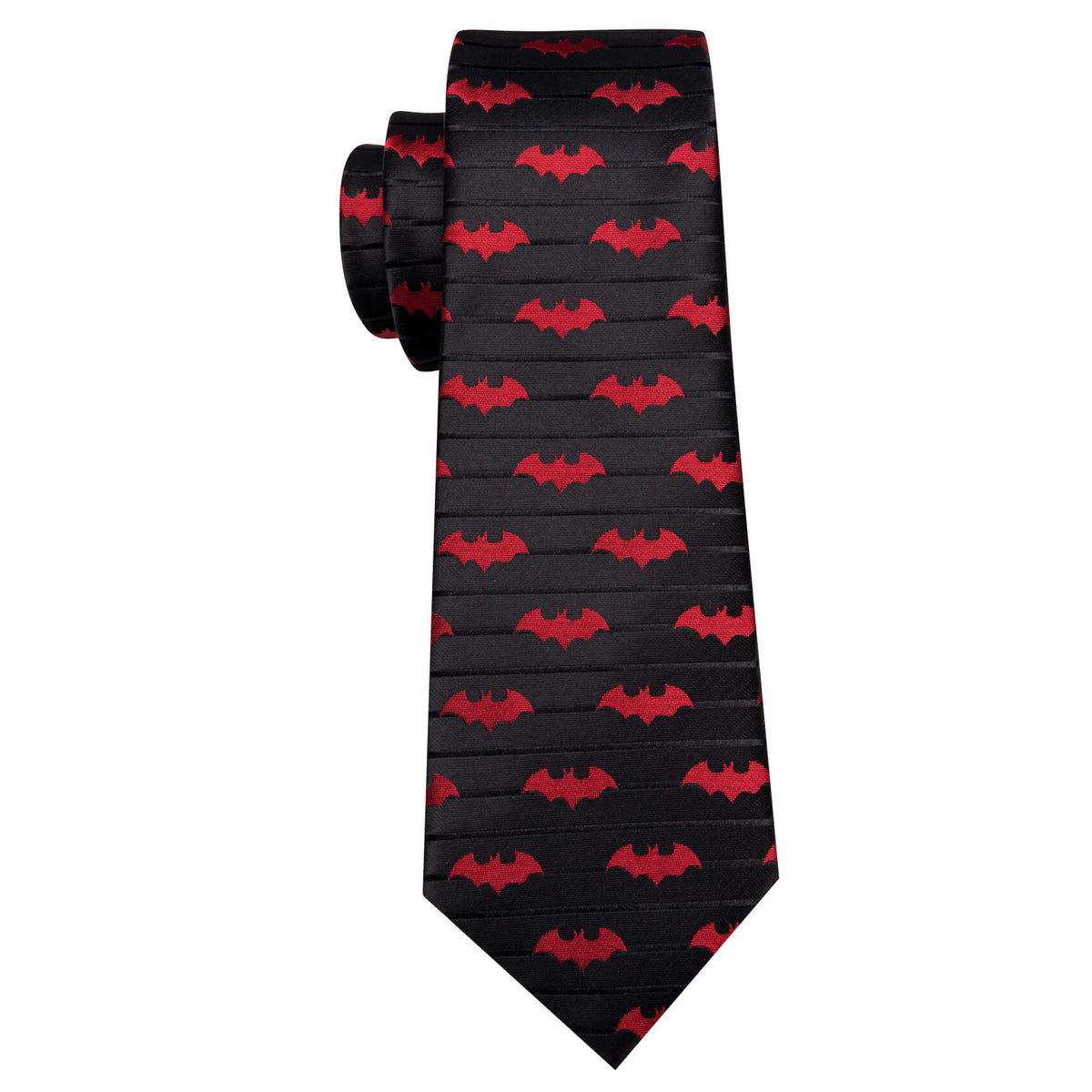 Black Red Jacquard Bat Silk Tie, Pocket Square and Cufflinks Set tie sets    - Sophisticated Gentlemen