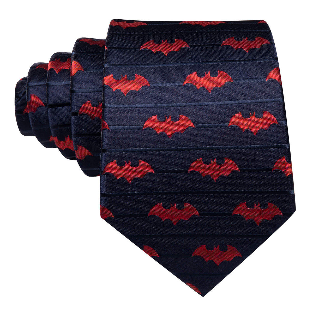 Navy Blue Tie with Crimson Bat Silhouettes tie sets    - Sophisticated Gentlemen